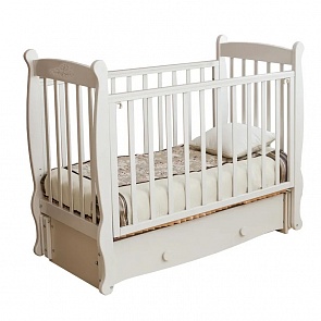 Кровать детская Красная звезда С 717 Елисей, резьба со стразами №10 Птички, ваниль (Красная звезда, КЗ-С 717_ваниль)